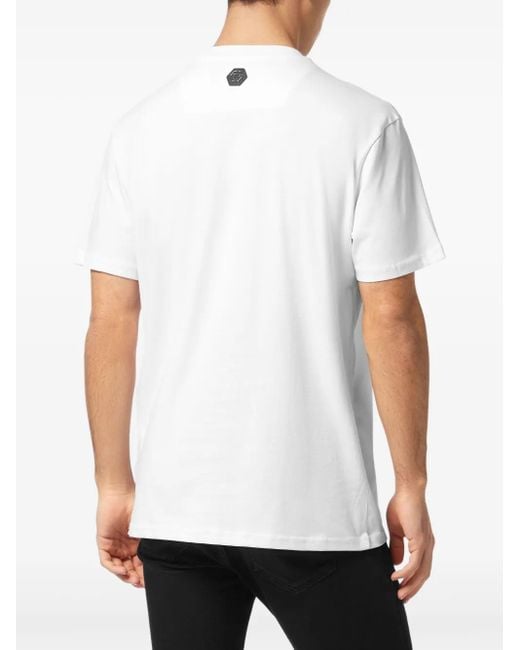 Philipp Plein White Round Neck T-Shirt Teddy Bear for men