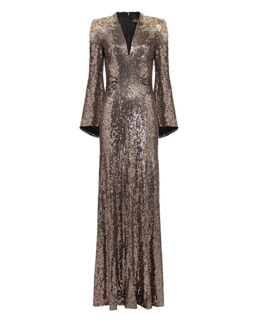 brown sequin wrap dress Plus Sequin Wrap Long Sleeve Cocktail Dress PGM00627