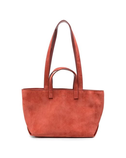 A.P.C. Red Suede Tote Bag