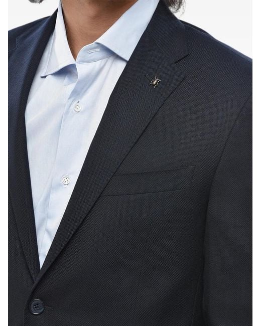 Corneliani Blue Single-Breasted Flap-Pocket Blazer for men