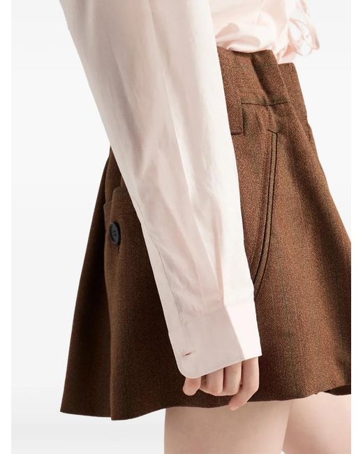 Prada Brown Elastic-Waistband Mini Skirt