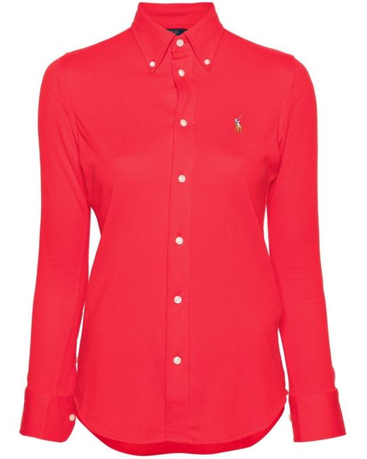 Polo Ralph Lauren Piqué Poloshirt Met Logo in het Red