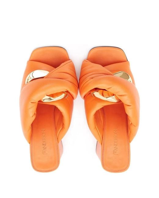 J.W. Anderson Orange Mules Chain Twist En Cuir