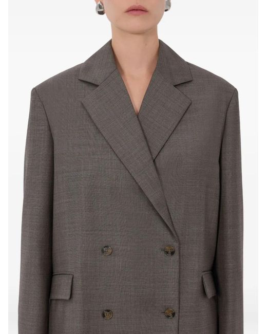 Loulou de Saison Brown Donau Lds Double-Breasted Flap Blazer