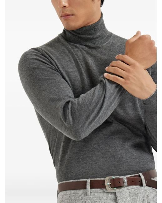 メンズ Brunello Cucinelli タートルネック トップ Gray