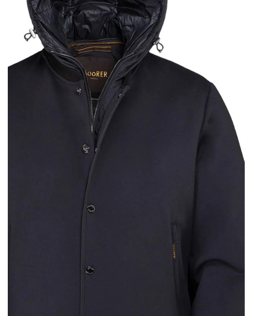 Moorer Blue Hooded Bomber Jacket for men