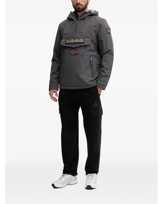 Napapijri Gray Hooded Patch Jacket for men