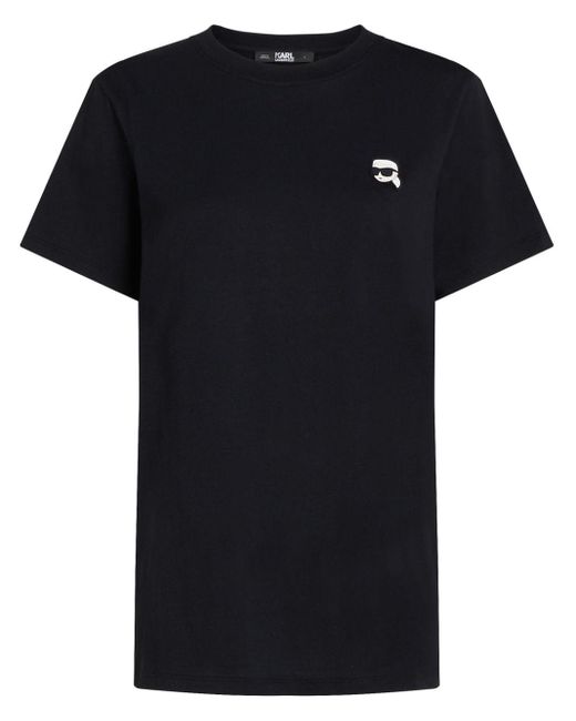 Karl Lagerfeld Black Ikonik 2.0 Logo-patch T-shirt