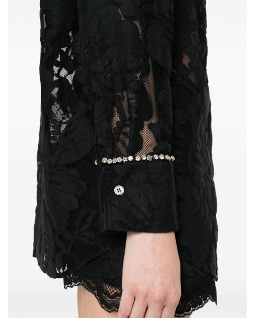 N°21 Black Floral-lace Shirt
