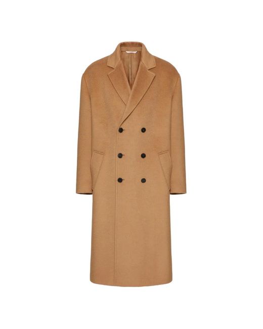 Valentino Garavani Natural Double-Breasted Wool Coat for men