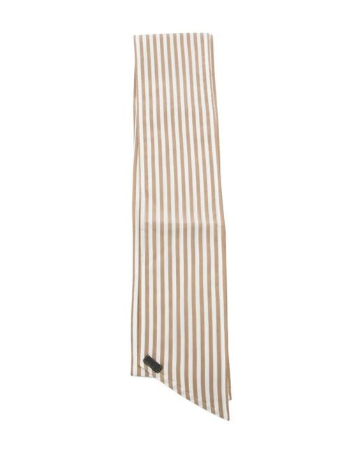 Brunello Cucinelli White Striped Scarf