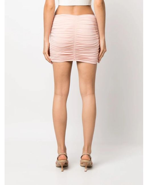 LaRevêche Pink Lillibet Floral-Appliqué Ruched Stretch-Jersey Miniskirt
