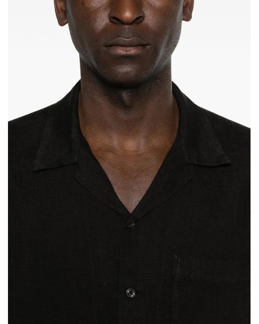 120% Lino Black Pocket Short-Sleeve Shirt for men