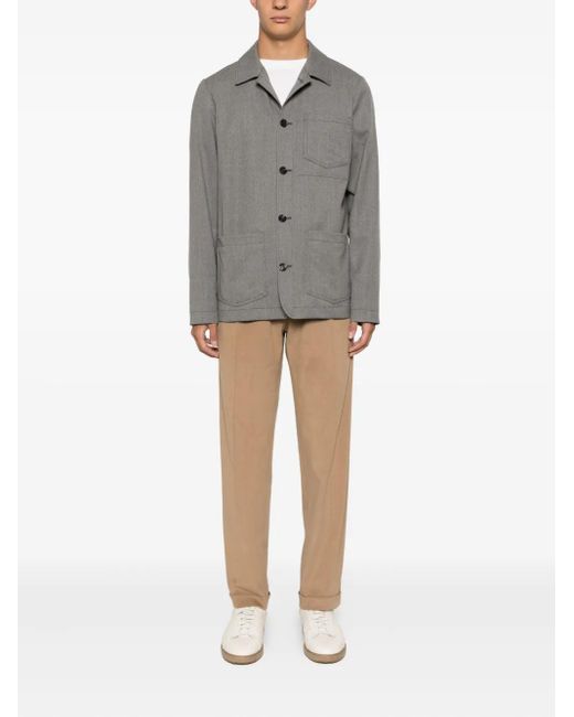 Altea Gray Button-Up Virgin-Wool Blend Shirt Jacket for men