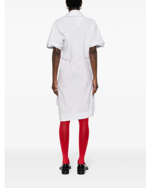 Vivienne Westwood White Logo-Striped Asymmetric Dress