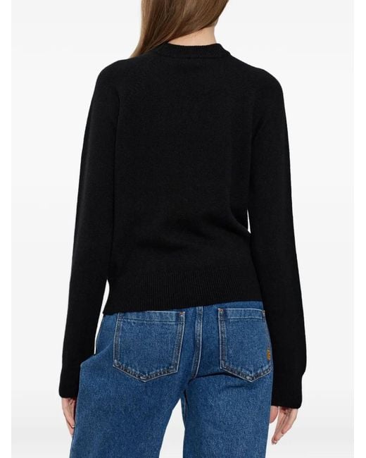 Balmain Black Button-Embellished Raglan-Sleeve Sweater