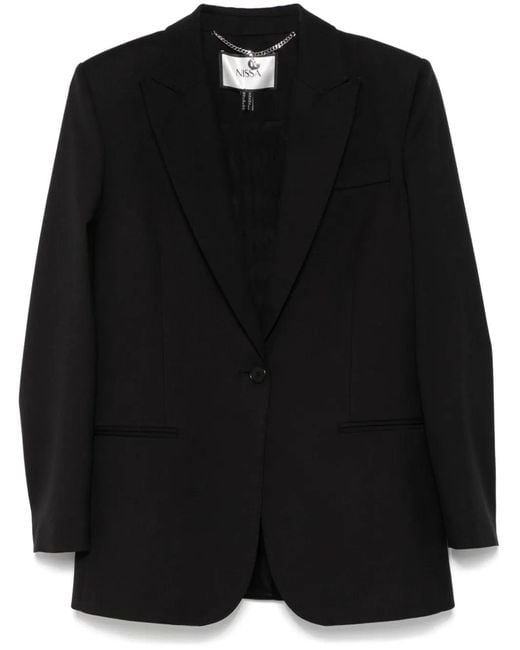 Nissa Black Single-Breasted Blazer