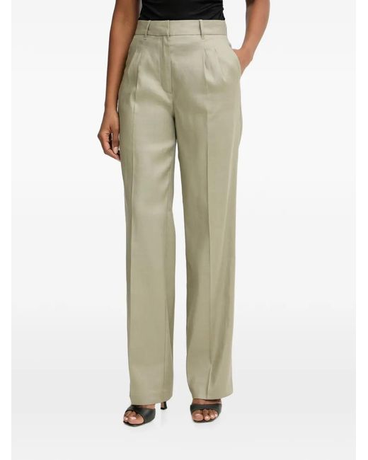 Guess Natural Pleated Straight-Leg Trousers