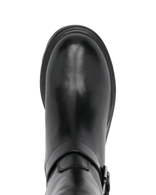 Keys Black Buckle Strap Boots