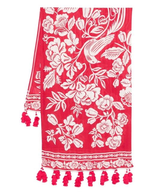 Bird floral-print beach cover-up Farm Rio de color Red