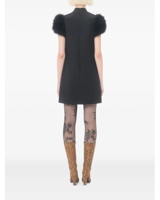 Valentino Garavani Black Crepe Couture Feather Mini Dress