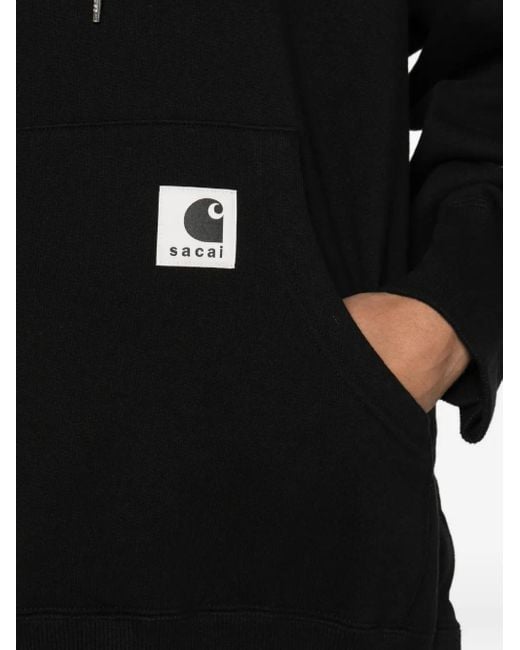 Sacai Black Logo-Patch Hoodie