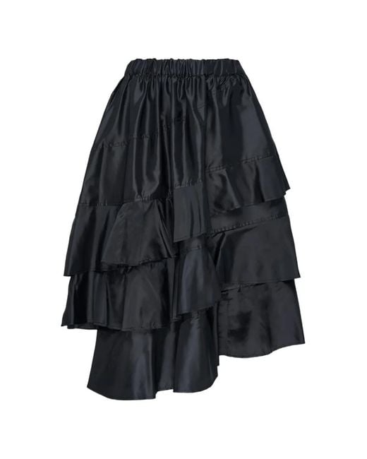 Comme des Garçons Blue Ruffle-Tiered Asymmetrical Skirt
