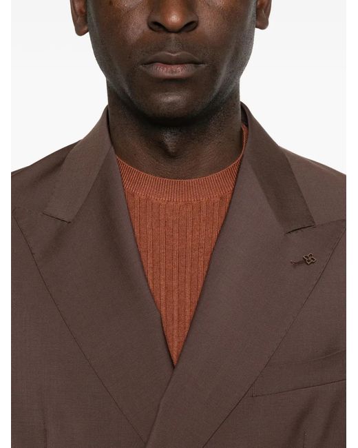 Tagliatore Brown Double-Breasted Blazer for men