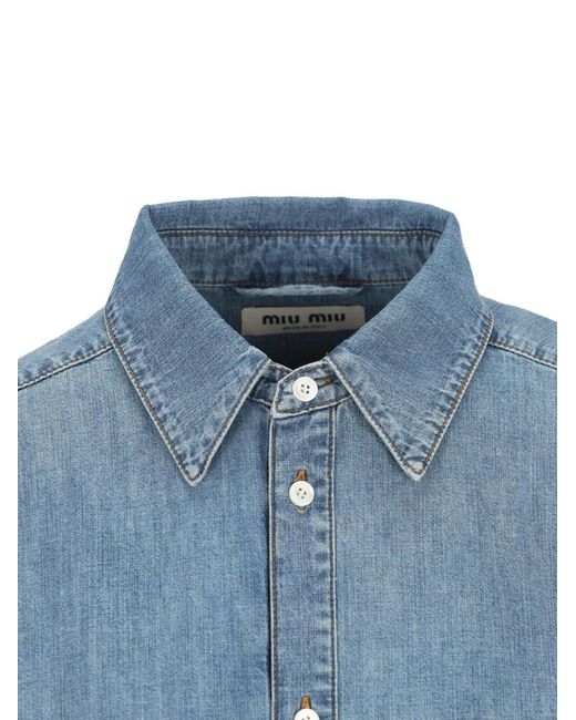 Miu Miu Chambray Overhemd in het Blue