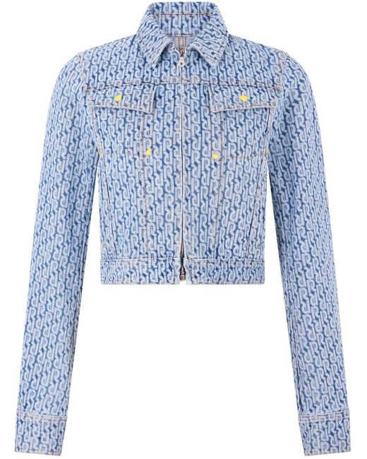 Rabanne Blue Monogram-pattern Cotton Denim Jacket