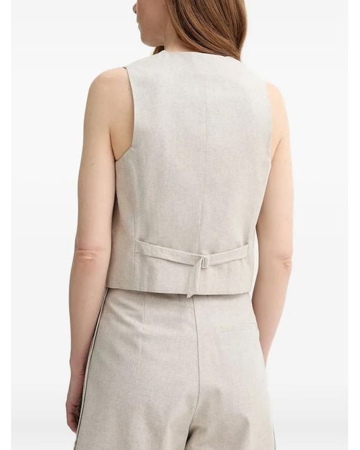 Alohas Natural Asymmetrical Button Top