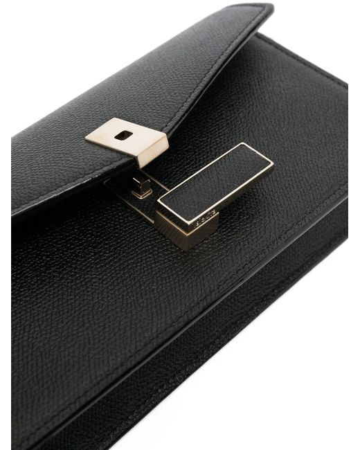 Valextra Black Iside Leather Clutch Bag