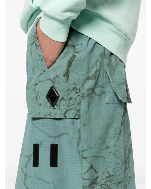 A_COLD_WALL* Green Overlay Abstract-Print Cargo Shorts for men