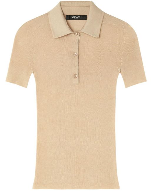 Versace Natural Knitted Polo Shirt
