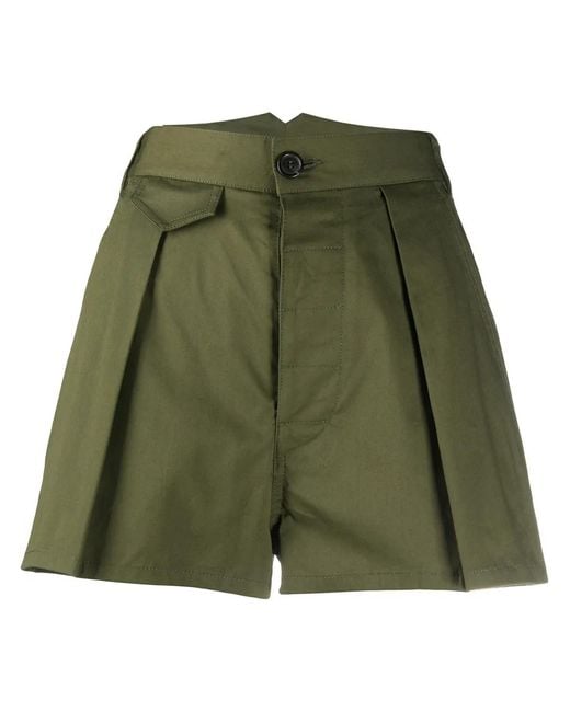 DSquared² Green High-Rise Pleated Shorts