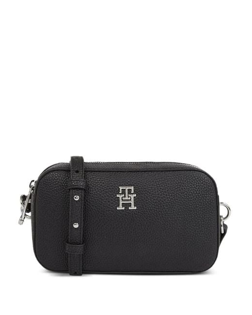 Tommy Hilfiger ロゴプレート ショルダーバッグ Black