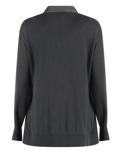 Moorer Gray Suede Cardigan