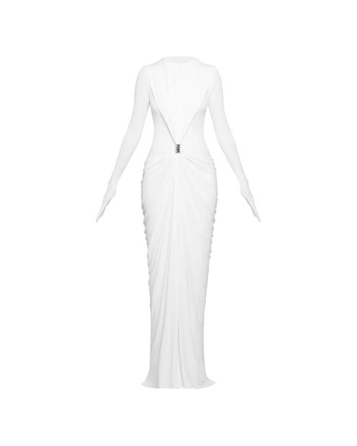 Chats by C.Dam White Zayra Long-Sleeved Maxi Dress