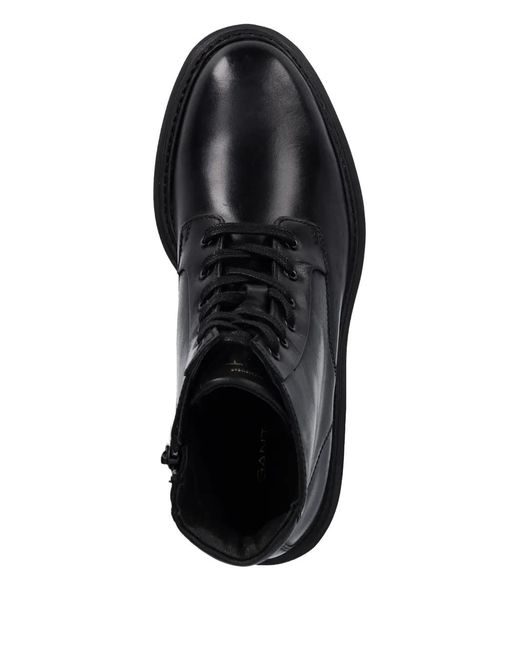 Gant Black Lace-Up Lug-Sole Boots