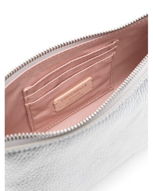 Coccinelle White Pebbled Leather Shoulder Bag