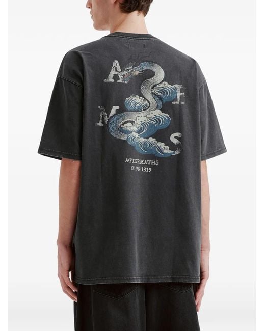 AFTERMATHS Black Dragon-Print T-Shirt for men