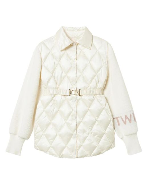 Twinset White Panelled Quilted Jacket