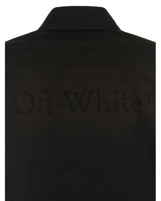 Off-White c/o Virgil Abloh Black Logo-Print Button-Up Overshirt for men