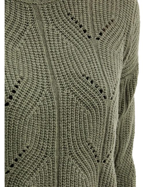Benetton Green Openwork High-Neck Sweater