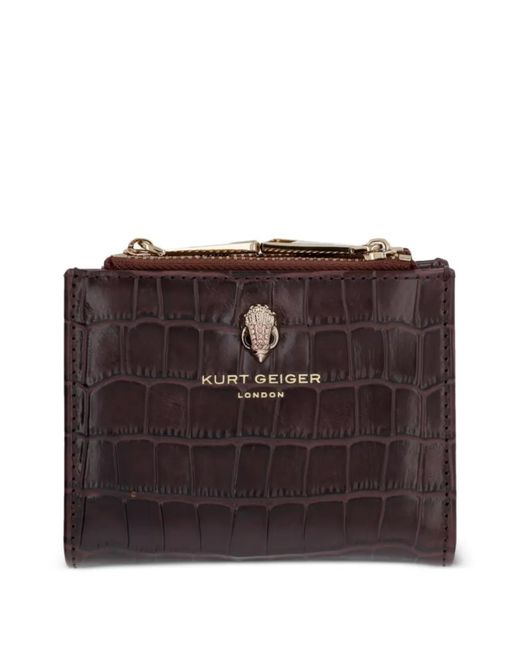 Kurt Geiger Brown Portefeuille À Effet Peau De Crocodile Eagle