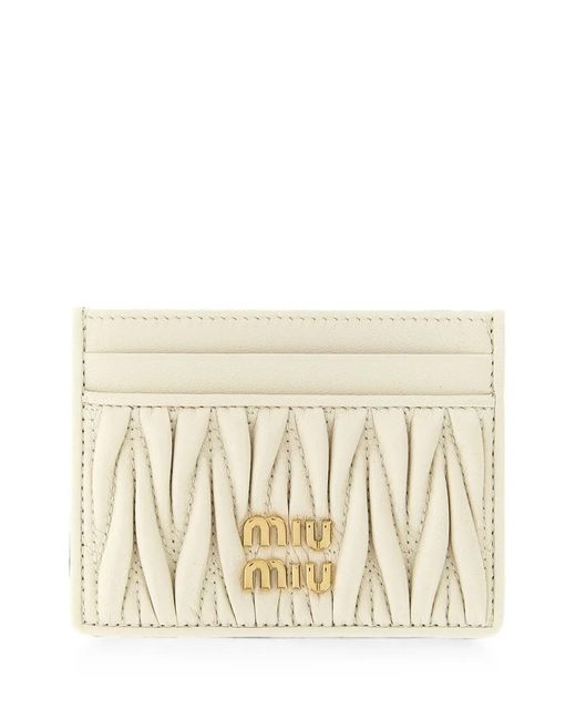Miu Miu Natural Matelassé-Effect Card Holder