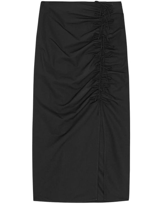 Ganni Black Midi Skirt With Ornamental Bows