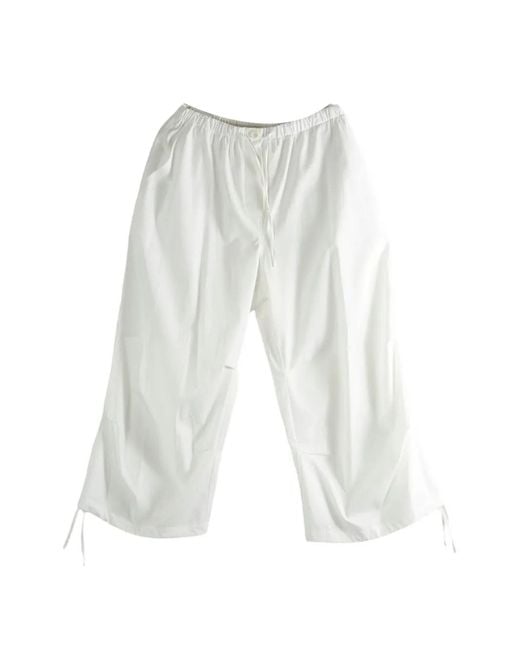 Amomento White Drawstring-Cuff Trousers