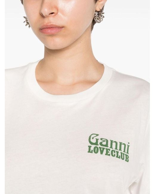 Ganni T-shirt Met Logoprint in het White