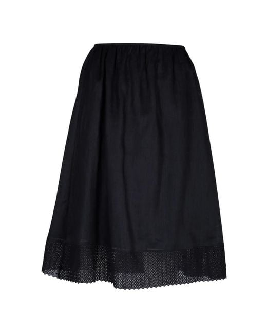 Posse Black Alfie Lace-Trim Midi Skirt